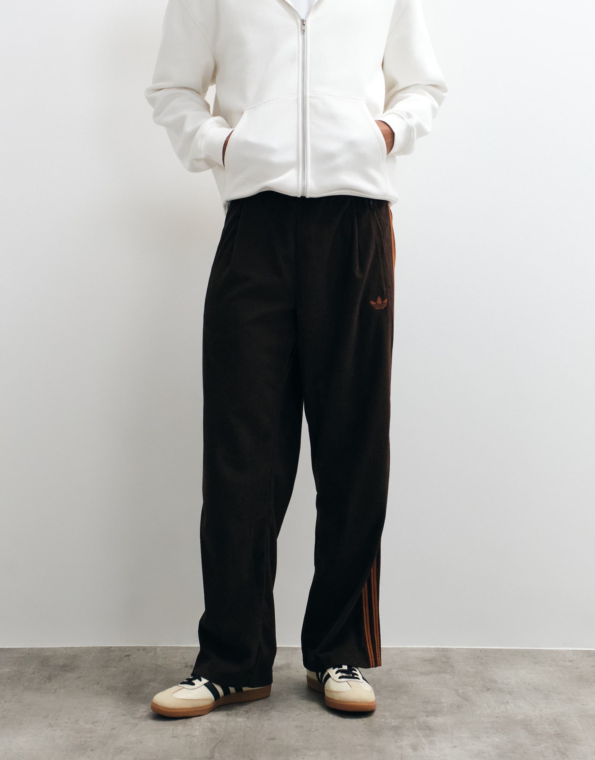 adidas Originals firebird track pants brown cord