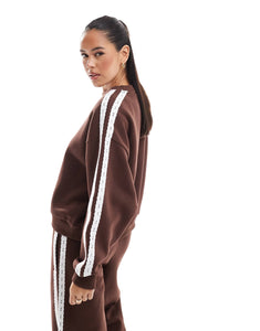 Miss Selfridge premium jogger & sweatshirt chocolate