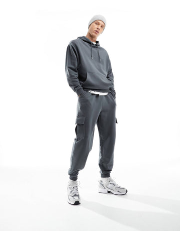DESIGN tracksuit oversized hoodie joggers charcoal