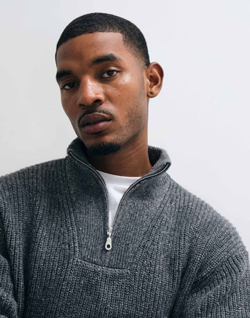 Abercrombie & Fitch casual knitted 1/4 zip jumper charcoal