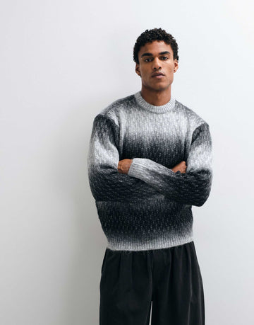 Obey haze stripe gradient knitted crewneck jumper black multi