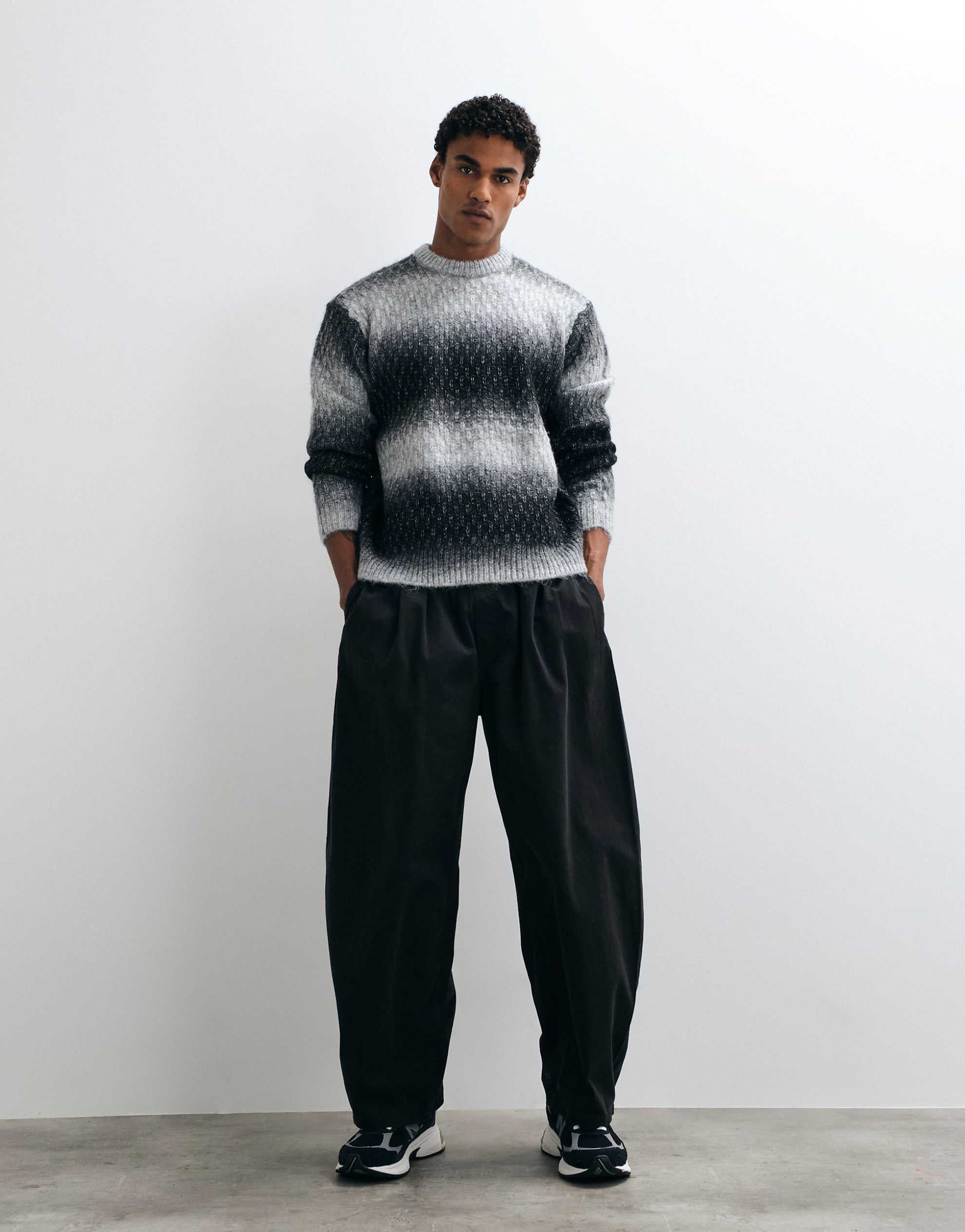 Obey haze stripe gradient knitted crewneck jumper black multi