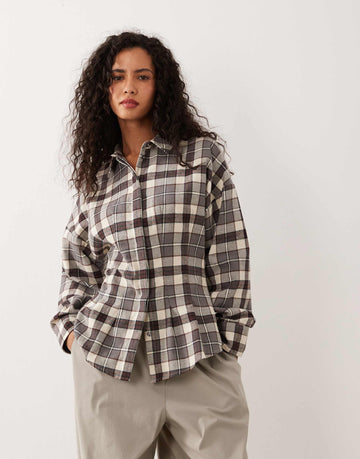 DESIGN cinched shirt grey check