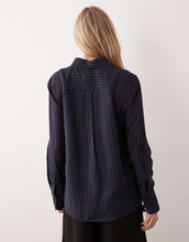 Load image into Gallery viewer, Mango Beli shirt co-ord navy pinstripe