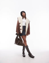 Load image into Gallery viewer, Faux leather shearling super oversized coat tan