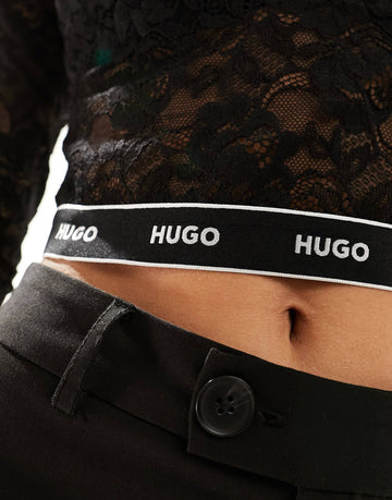 HUGO RED crop lace top black
