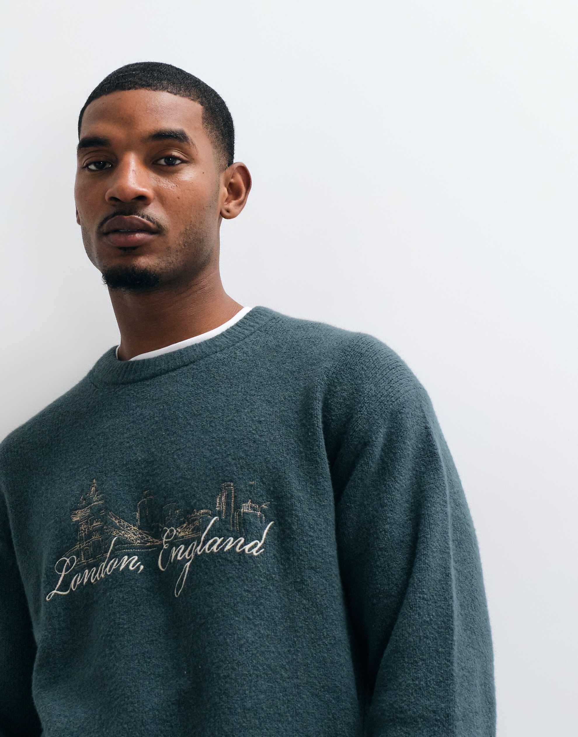 Abercrombie & Fitch knitted crew neck London  jumper dark green