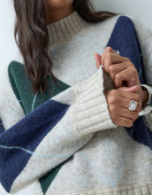 Load image into Gallery viewer, Abercrombie &amp; Fitch oversized funnel neck jumper argyle print