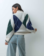 Load image into Gallery viewer, Abercrombie &amp; Fitch oversized funnel neck jumper argyle print