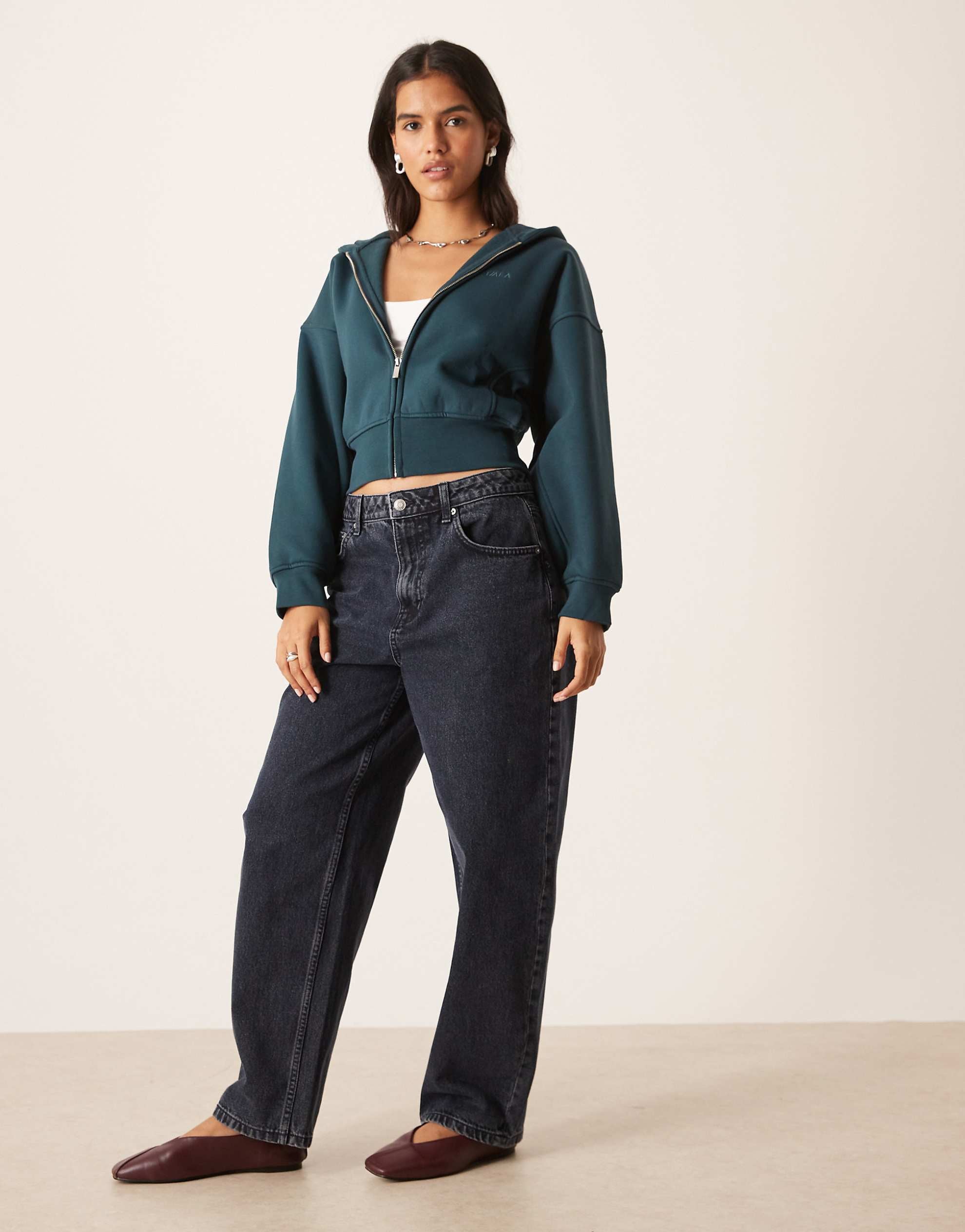 Tala cocoon zip through hoodie deep teal