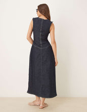 Load image into Gallery viewer, DESIGN rouched drop waist denim dress