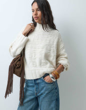 Load image into Gallery viewer, Abercrombie &amp; Fitch oversized funnel neck jumper cream jacquard