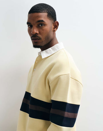 DESIGN oversized rugby polo with contrast panelling yellow