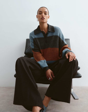 ARRANGE knitted oversized grandad shirt stripe