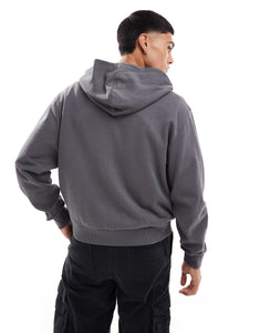 DESIGN essential boxy oversized zip through hoodie charcoal