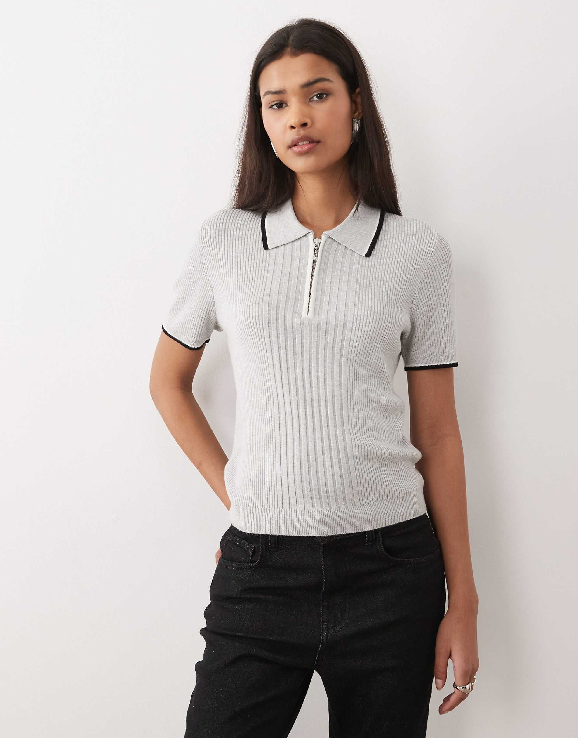 Wrangler quarter zip polo grey black