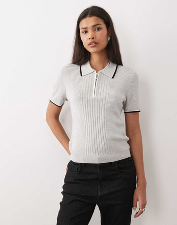 Wrangler quarter zip polo grey black