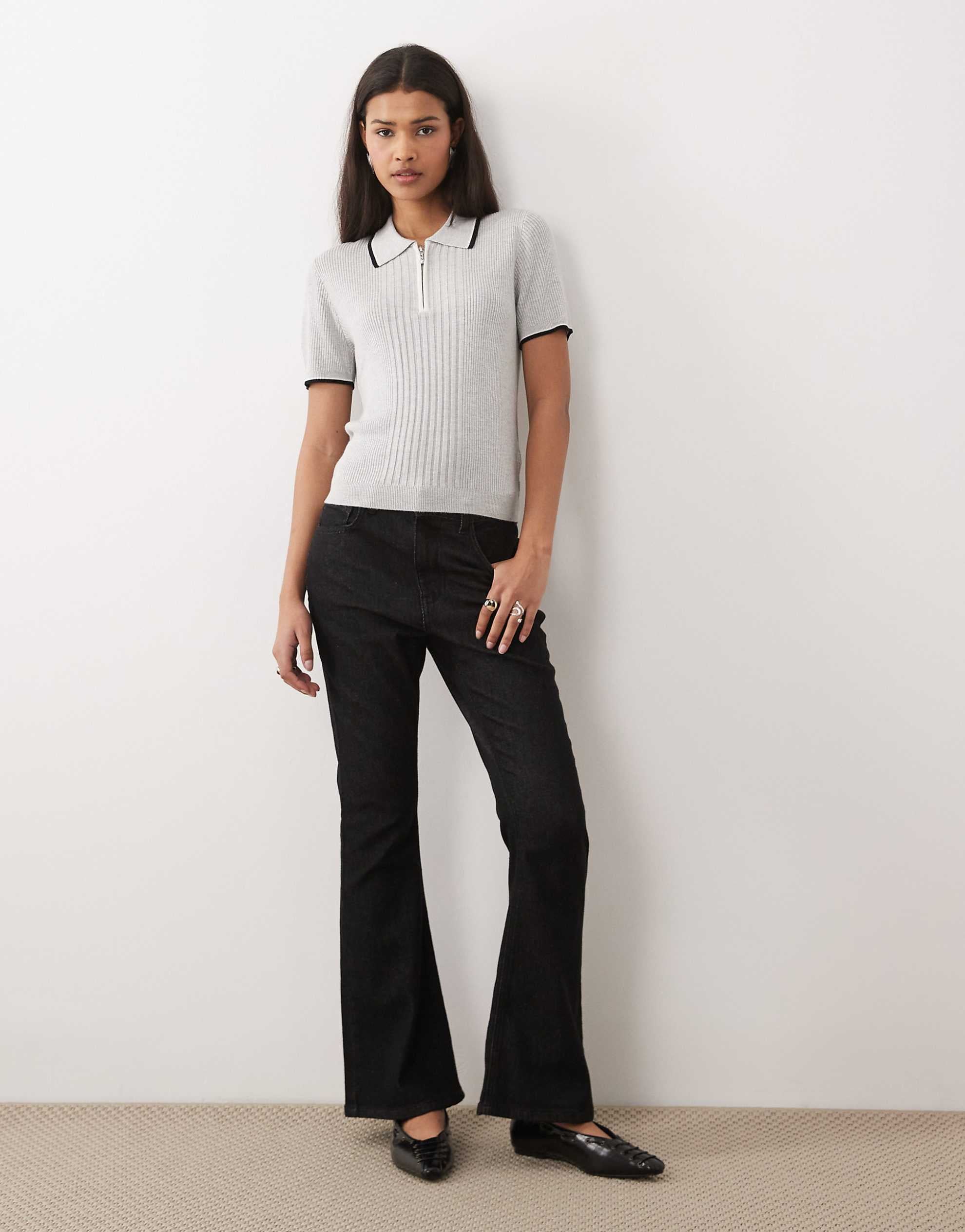 Wrangler quarter zip polo grey black