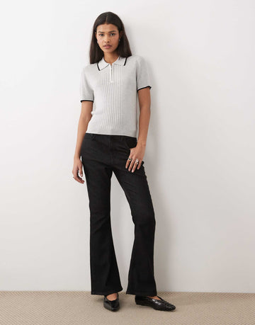 Wrangler quarter zip polo grey black