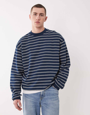DESIGN relaxed sweatshirt  navy stripe
