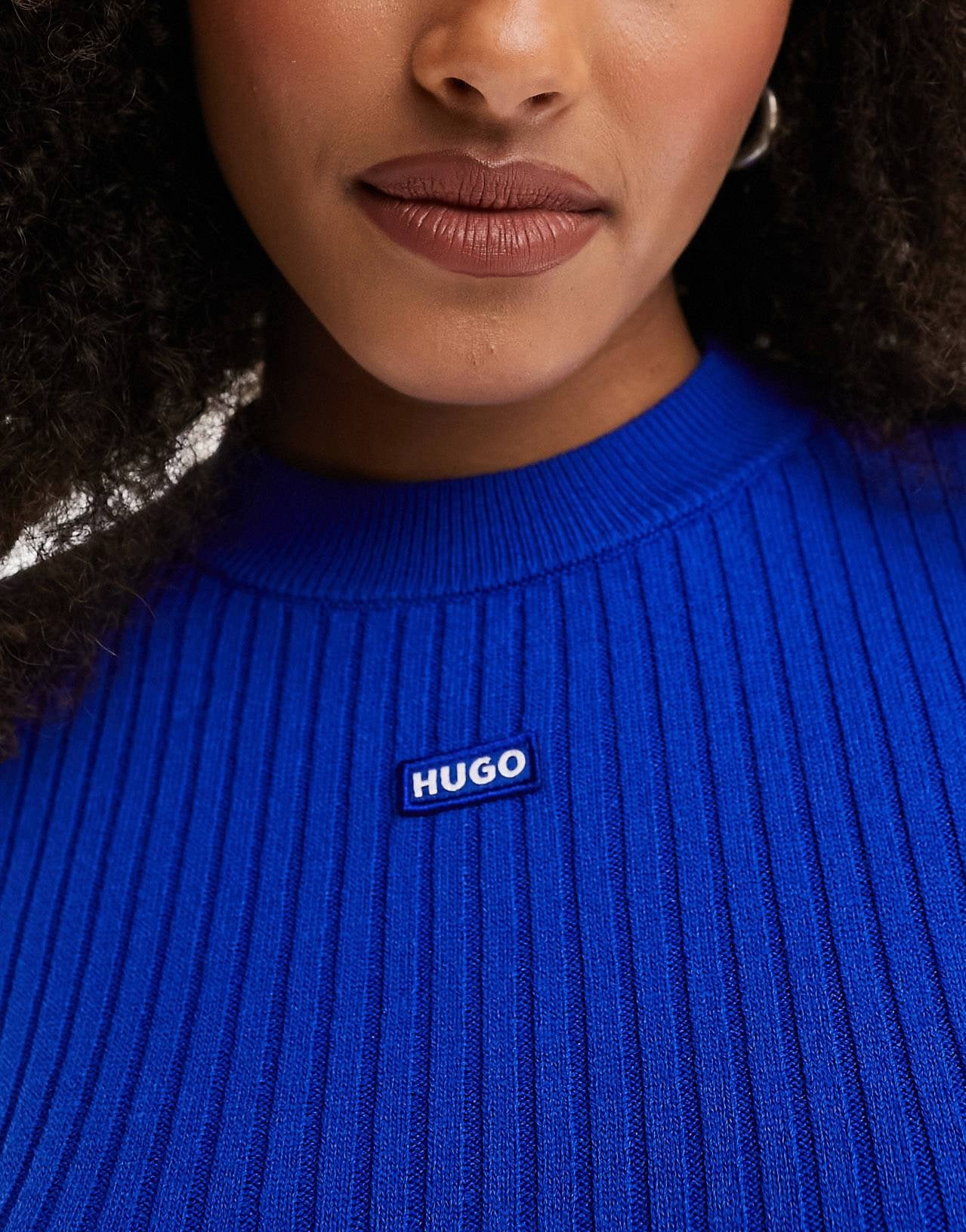 HUGO BLUE crop light knit jumper blue