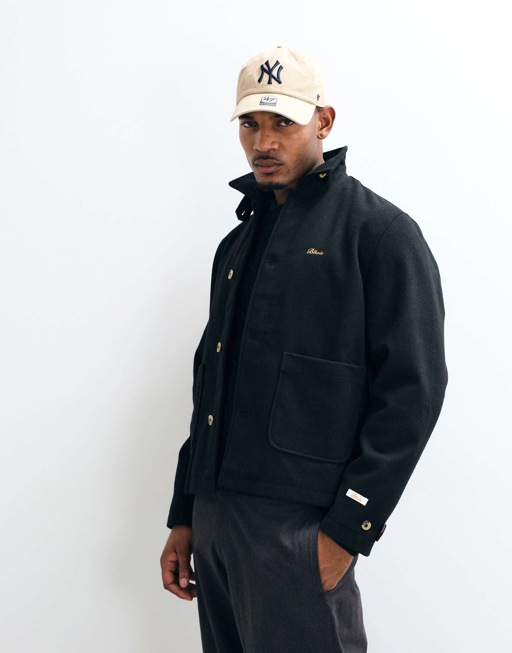 BLKVIS script logo wool mix overshirt black