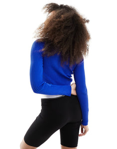 HUGO BLUE crop light knit jumper blue