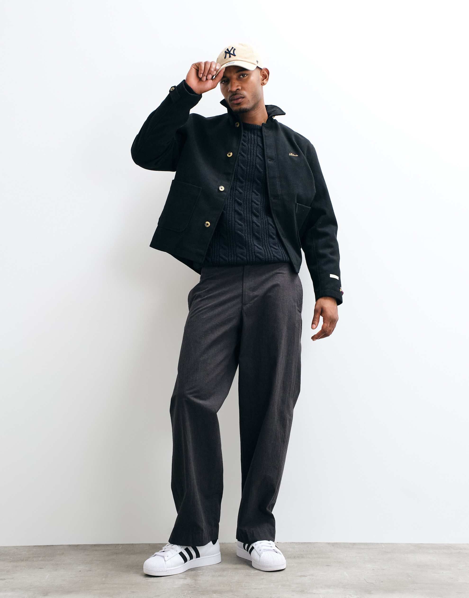BLKVIS script logo wool mix overshirt black