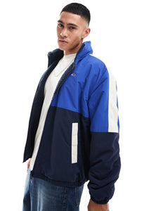 Tommy Jeans reversible teddy jacket blue colourblock