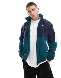 Tommy Jeans reversible teddy jacket green colourblock