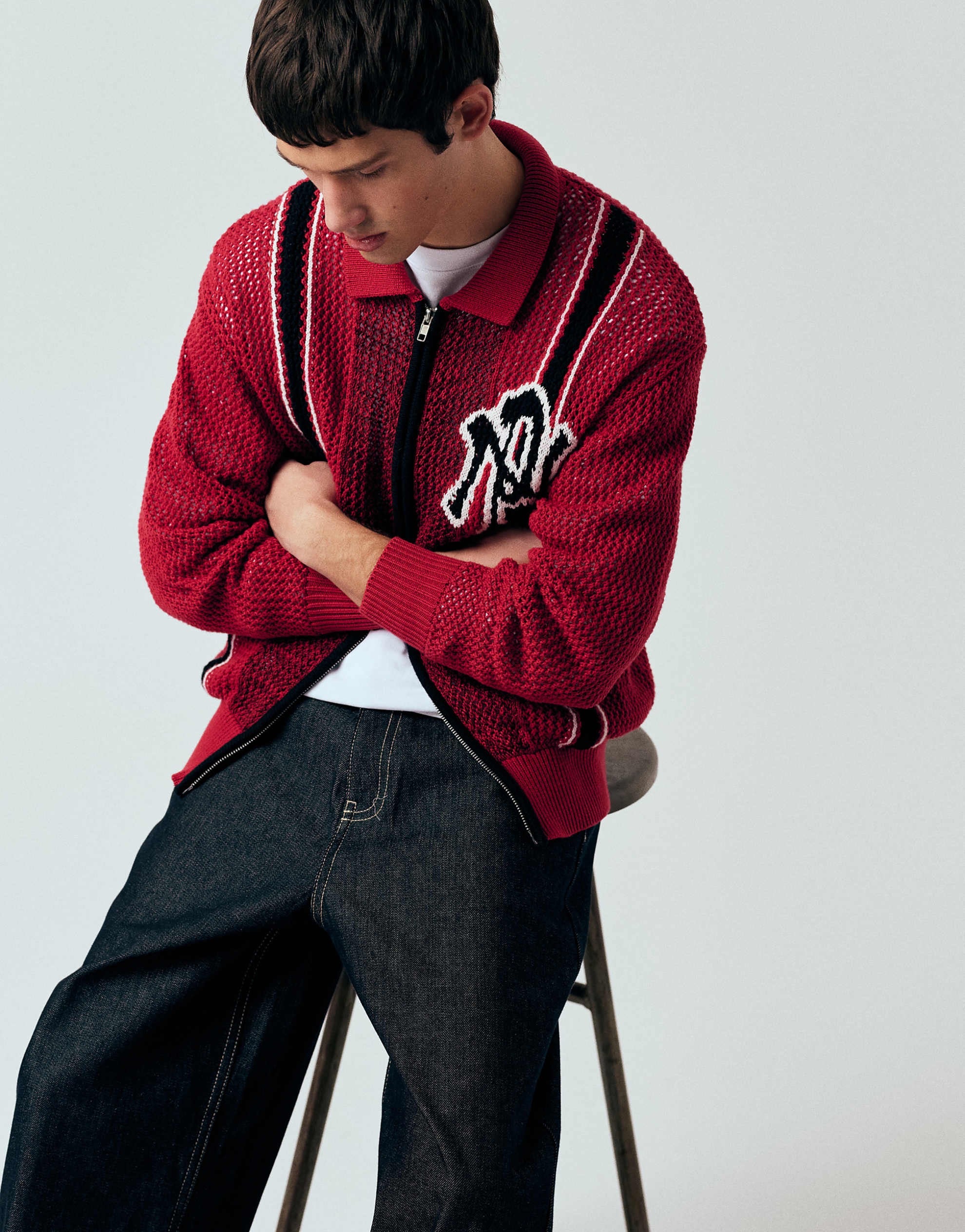 No Problemo crochet sports jumper red