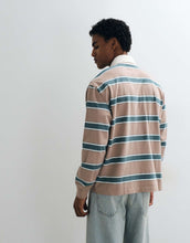 Load image into Gallery viewer, Abercrombie &amp; Fitch long sleeve rugby polo white brown stripe