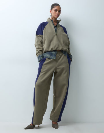 DESIGN panelled track joggers in khaki co-oro