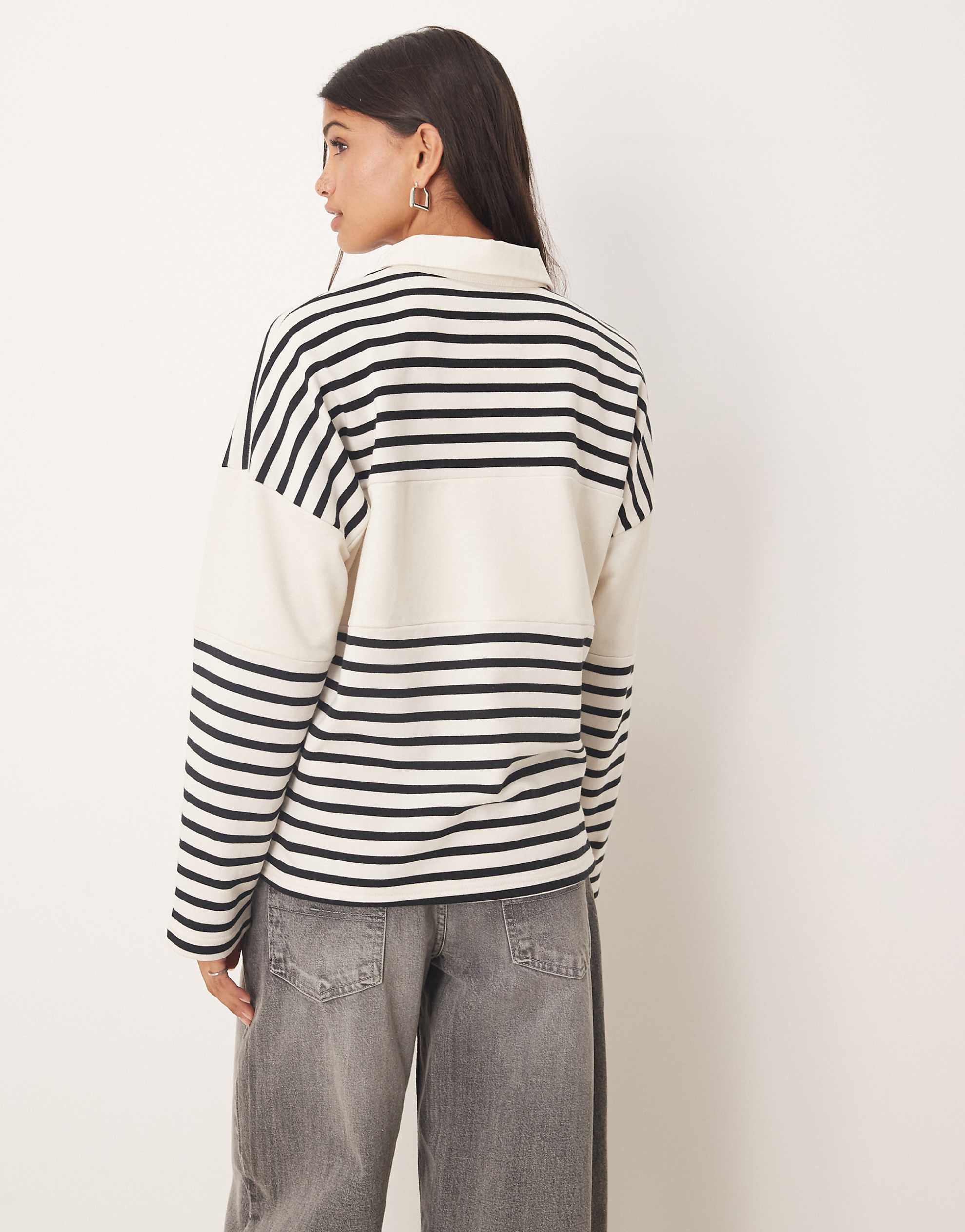 Tala striped rugby shirt ivory black