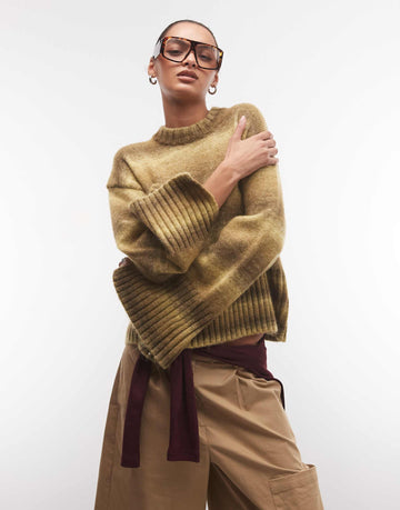 Monki boxy jumper faded stripe green stripe
