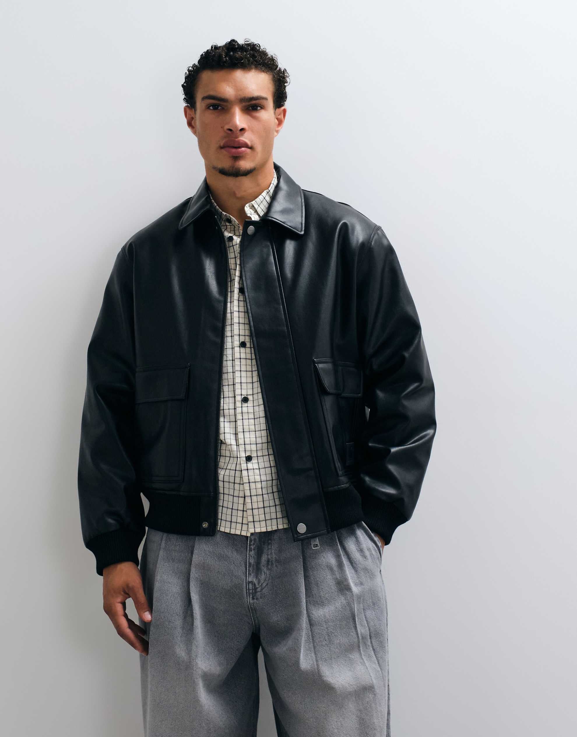 Carhartt WIP Arizona faux leather trucker jacket black