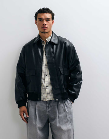 Carhartt WIP Arizona faux leather trucker jacket black