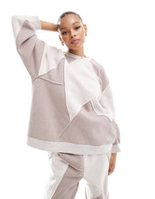 Load image into Gallery viewer, DESIGN co-ord oversized sweatshirt patchwork detail oatmeal mix