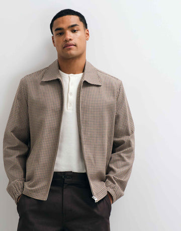ARKET coach jacket brown houndstooth check
