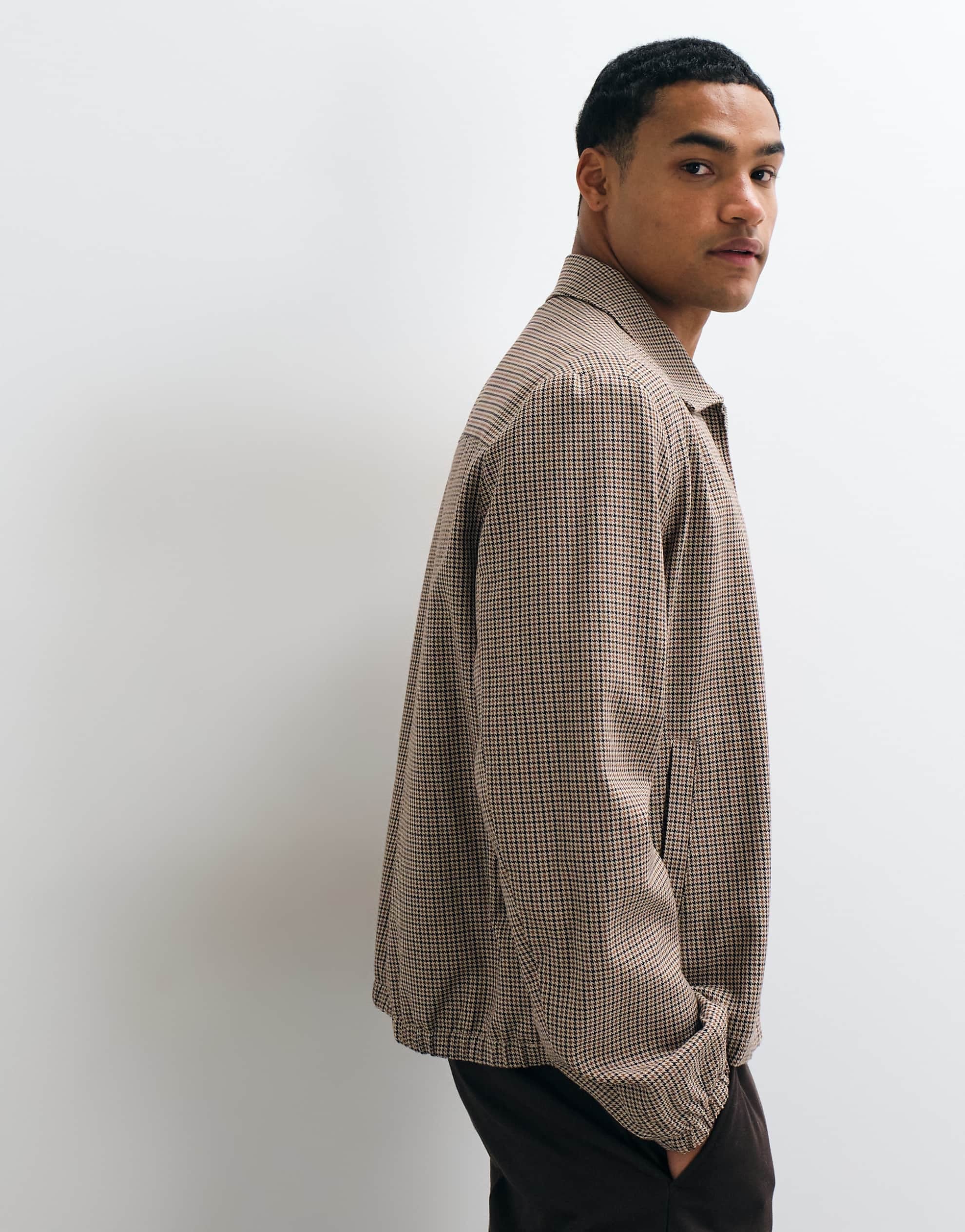 ARKET coach jacket brown houndstooth check