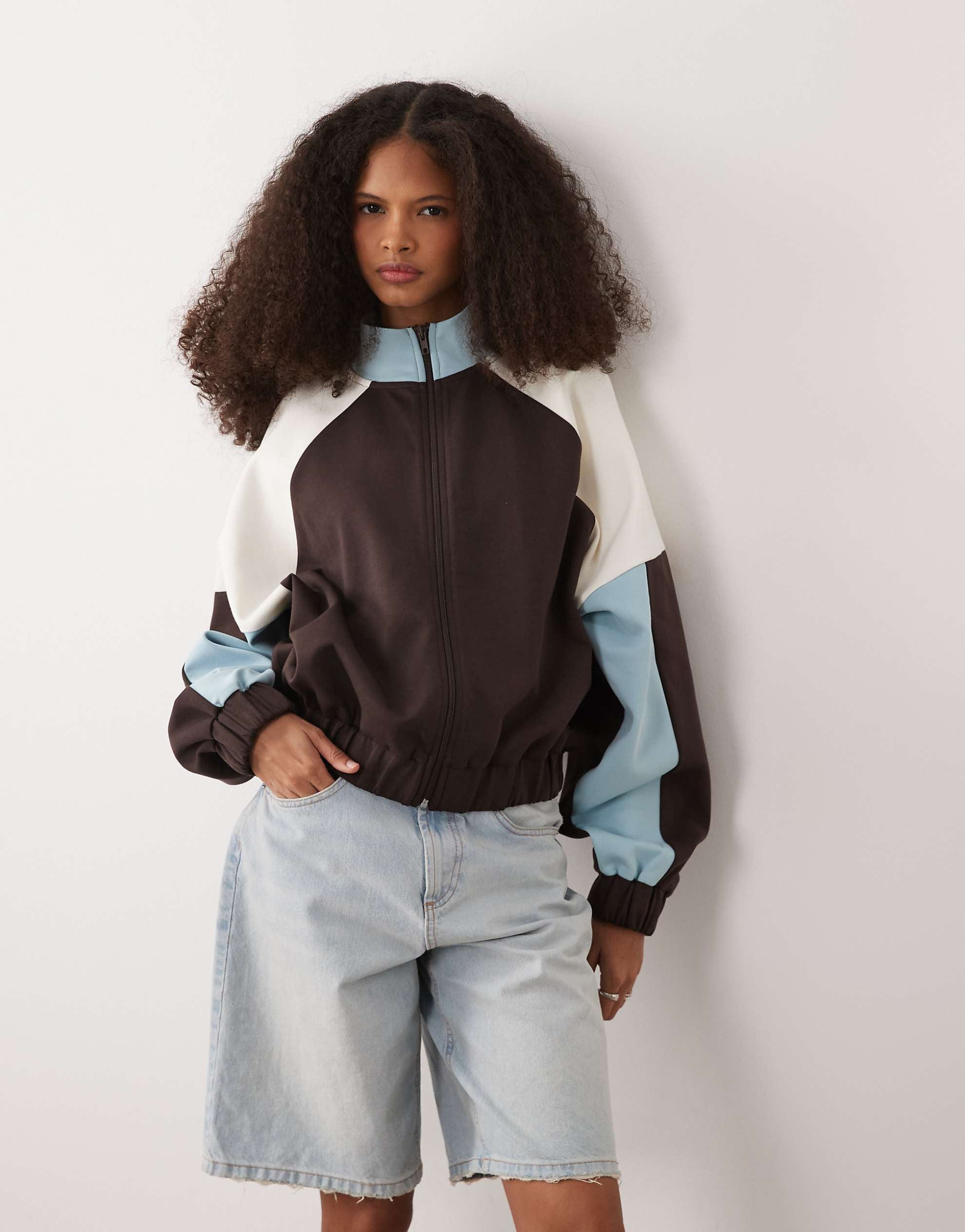 DESIGN long sleeve co-ord jacket brown