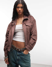 Load image into Gallery viewer, Liquor N Poker boxy faux suede funnel neck jacket chocolate brown