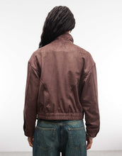 Load image into Gallery viewer, Liquor N Poker boxy faux suede funnel neck jacket chocolate brown