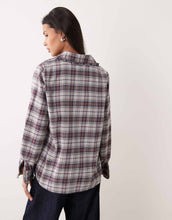 Load image into Gallery viewer, Miss Selfridge ruffle trim oversized shirt check