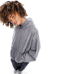 Weekday Altadena denim oversized hoodie grey wash