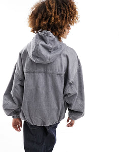 Weekday Altadena denim oversized hoodie grey wash