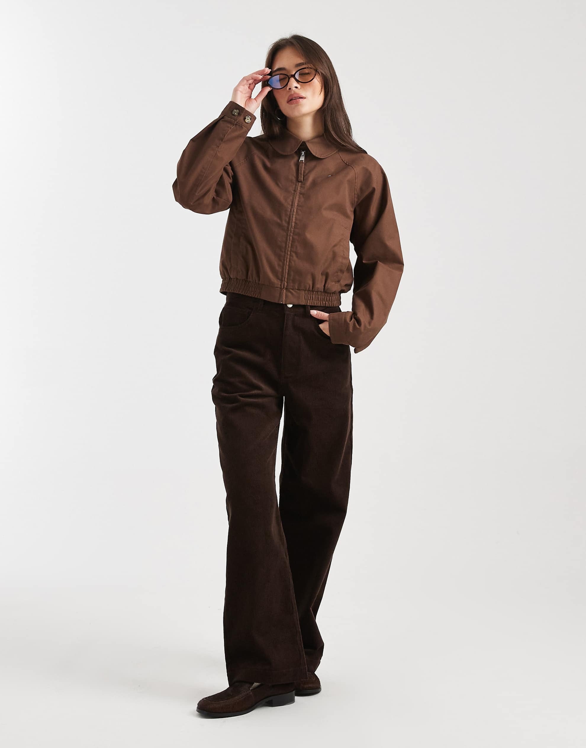 Tommy Jeans round collar jacket brown