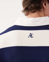 Load image into Gallery viewer, COLLECTIVE oversized heavyweight striped rugby polo white navy
