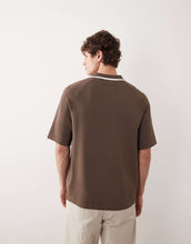 Load image into Gallery viewer, COLLECTIVE co-ord compact knitted relaxed half zip polo brown