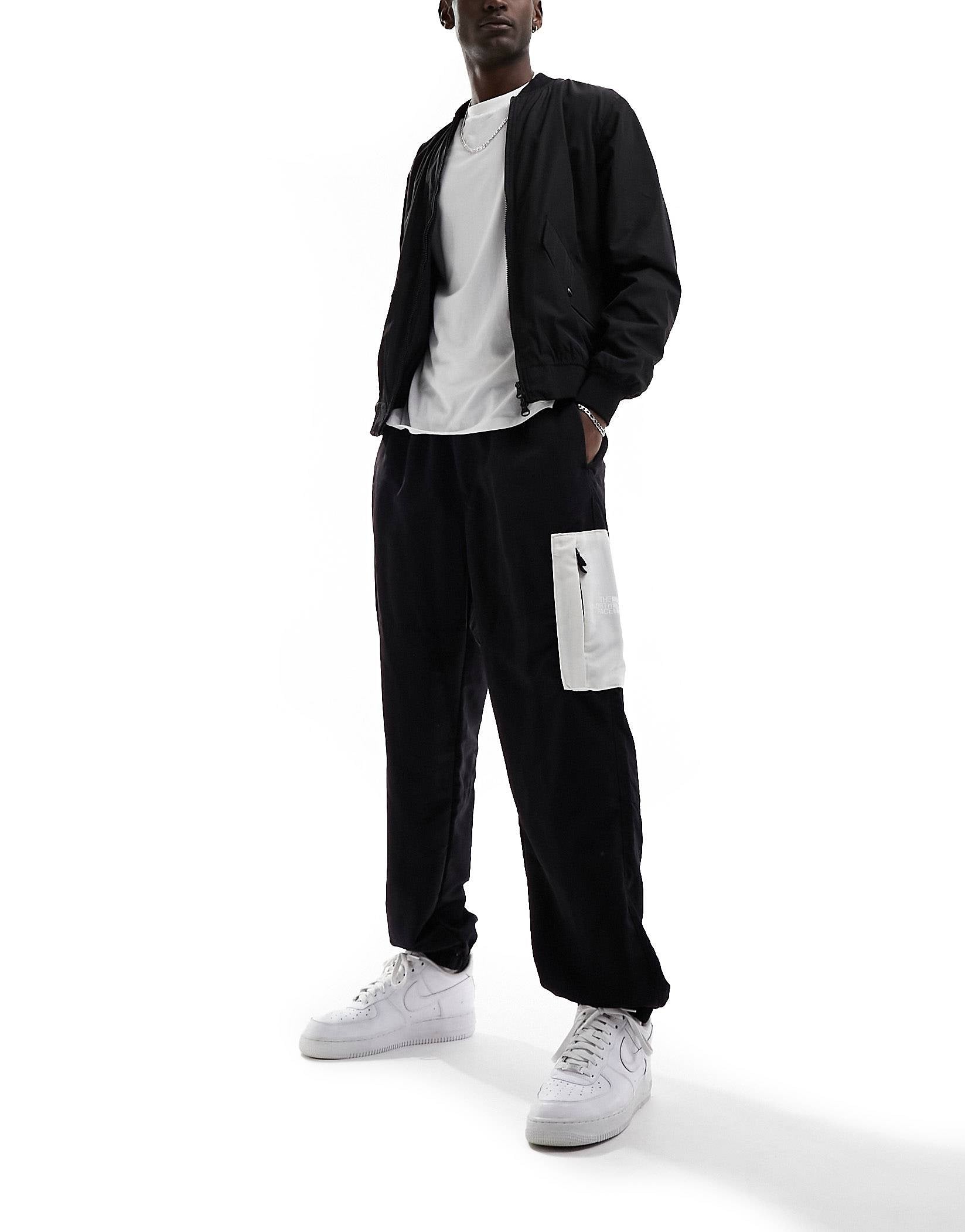 The North Face Nylon joggers black white